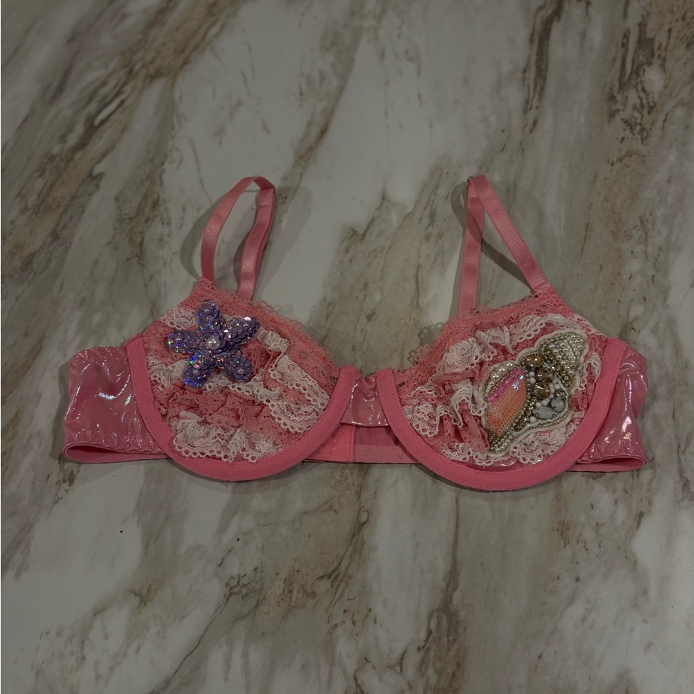 Edikted Pink Lace Bra with Embellishments